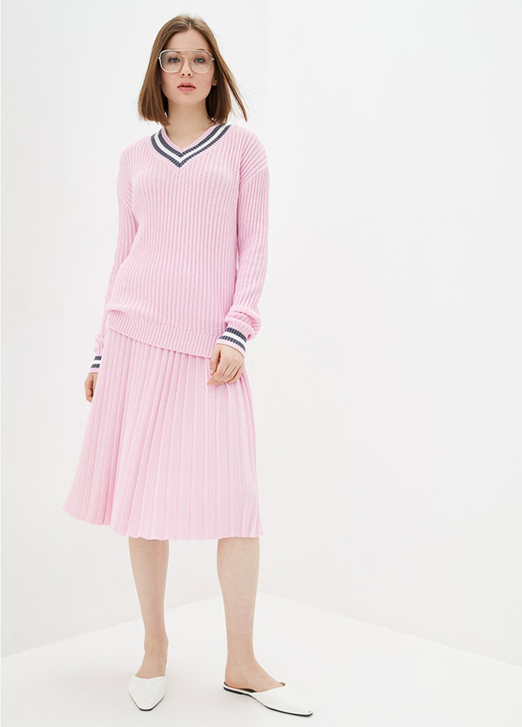 Светло-розовая кэжуал однотонная юбка Sewel