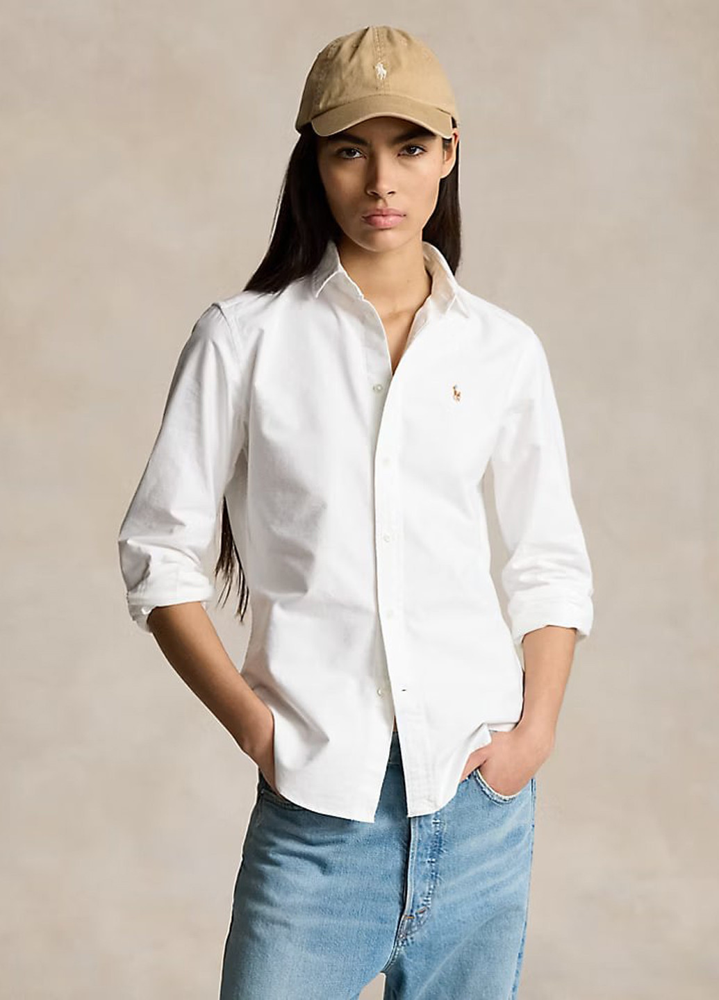 Белая кэжуал рубашка с логотипом Polo Ralph Lauren