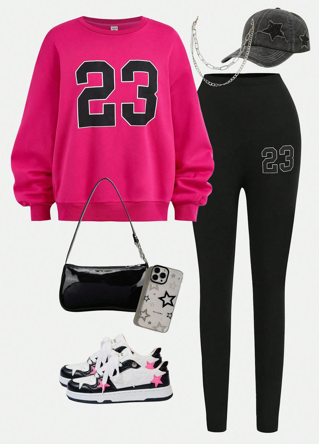 Фуксиновый демисезонный комплект (свитшот, леггинсы) SHEIN