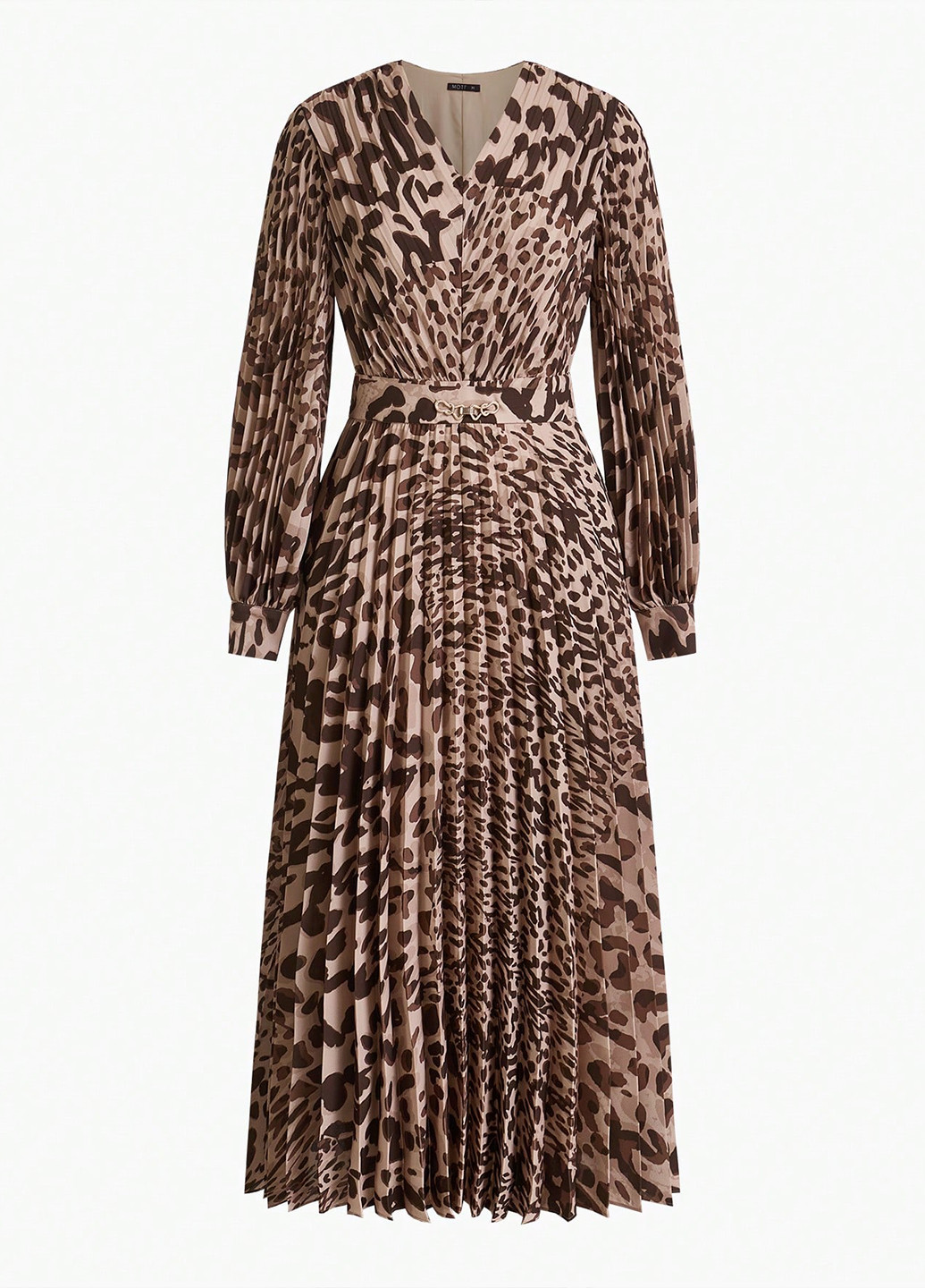 Комбинированное кэжуал платье плиссированное SHEIN леопардовый