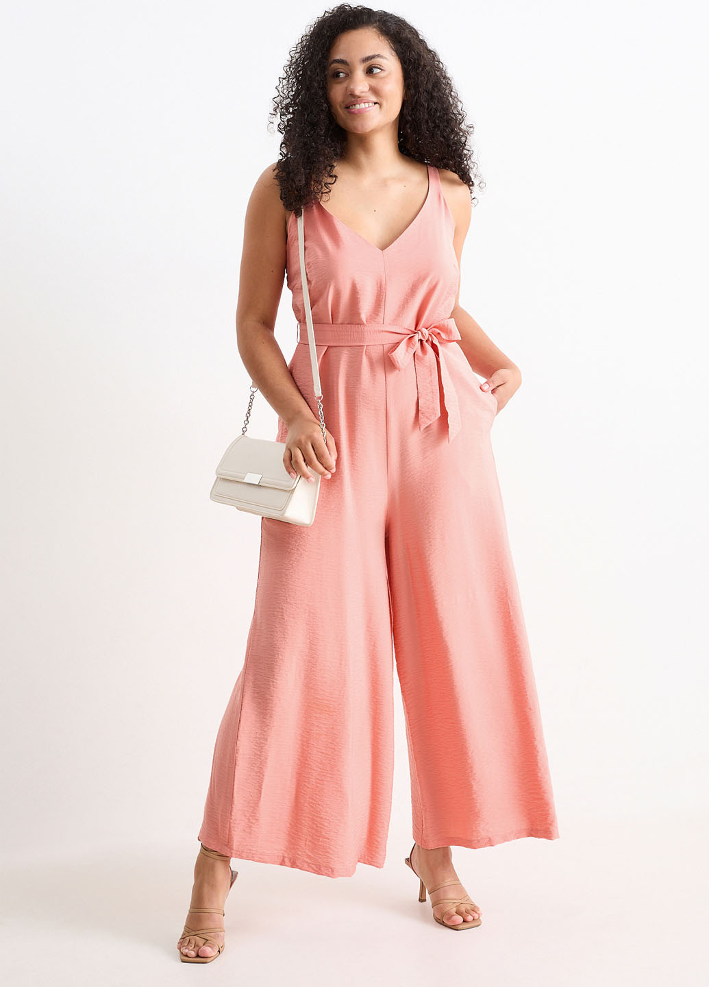 Комбінезон C&A комбінезон-брюки однотонний персиковий кежуал віскоза