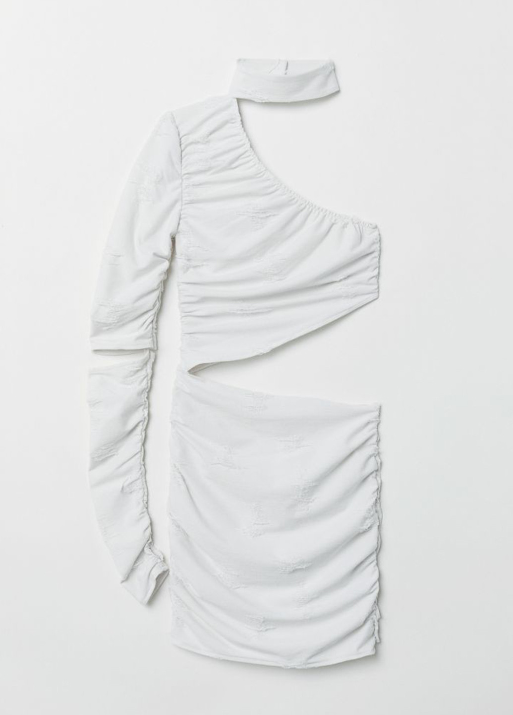 Белое коктейльное платье на одно плечо H&M однотонное