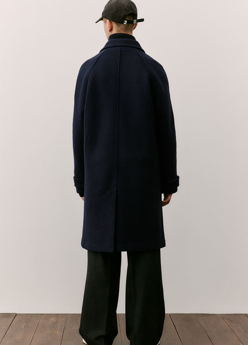 Темно-синее демисезонное Пальто однобортное H&M