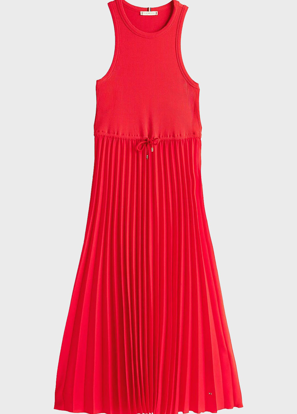 Красное кэжуал платье плиссированное Tommy Hilfiger однотонное