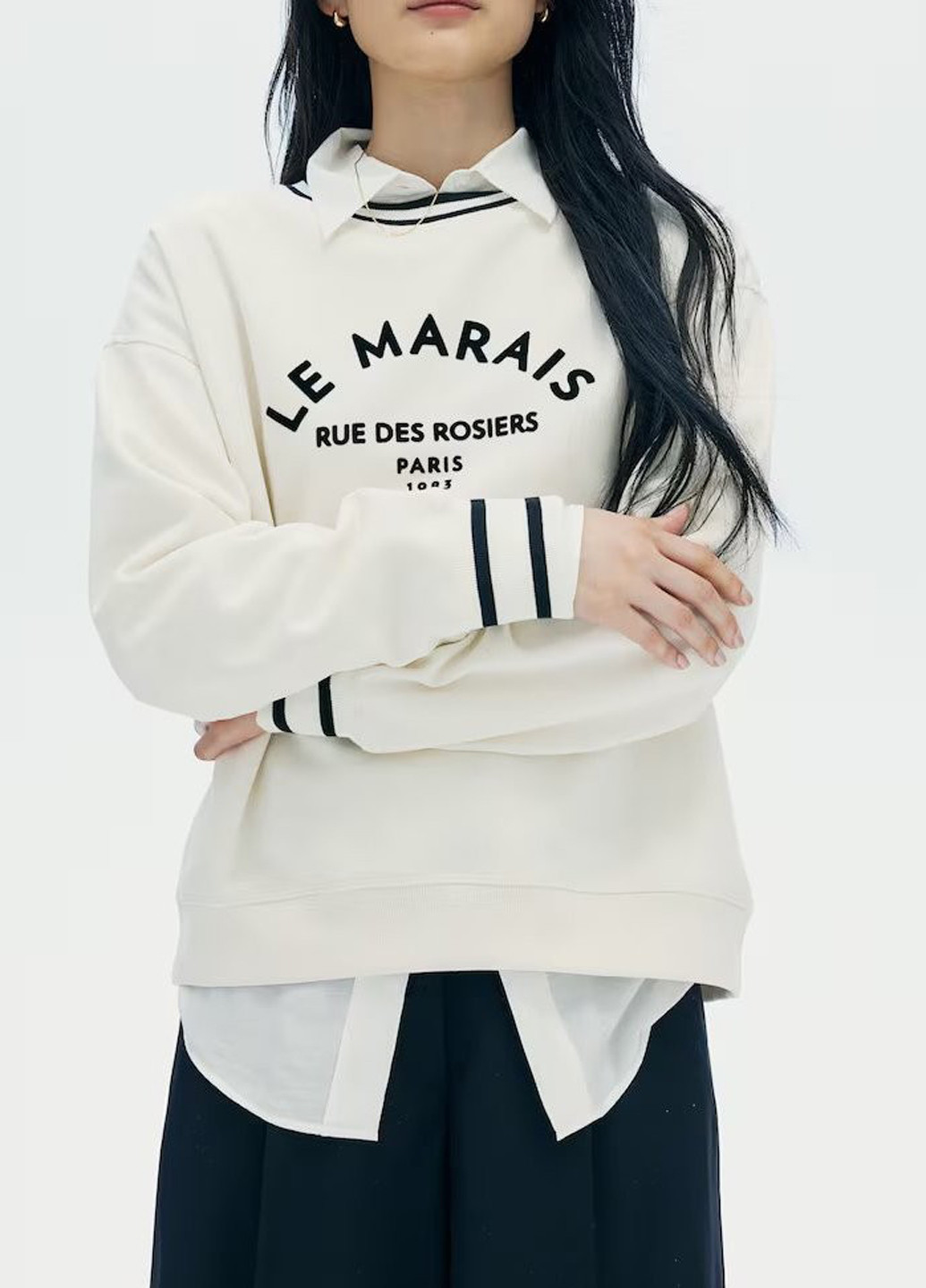 Кремовий світшот оверсайз H&M однотонний (322710293)