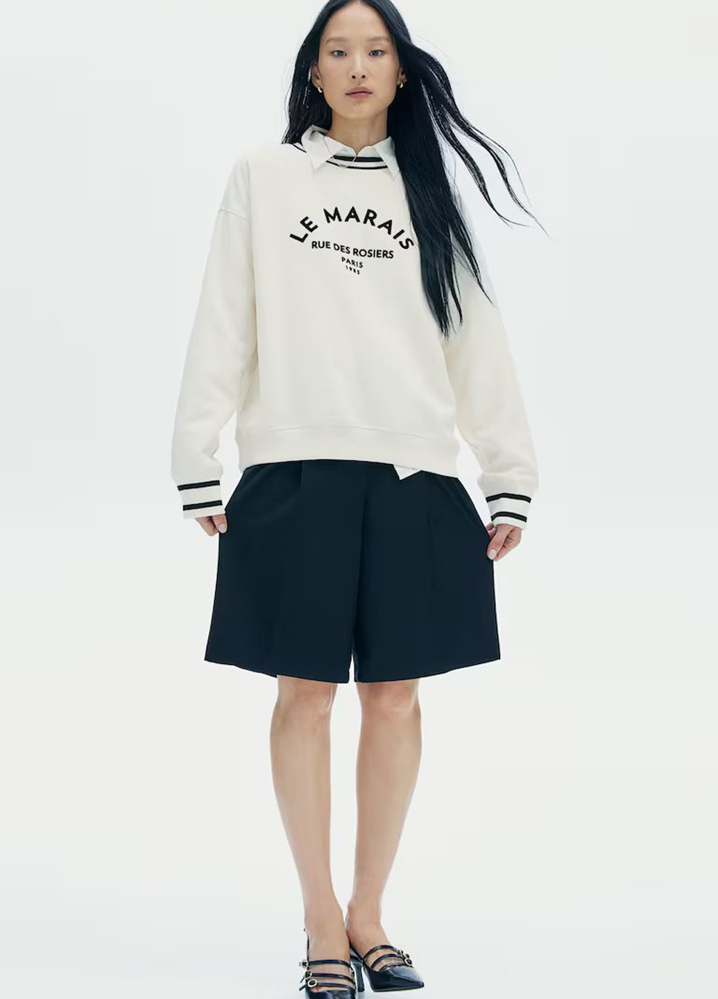 Кремовий світшот оверсайз H&M однотонний (322710293)