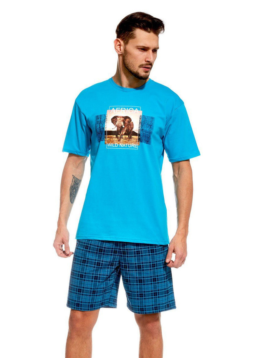 Пижама (футболка, шорты) Cornette рисунок бирюзовая домашняя