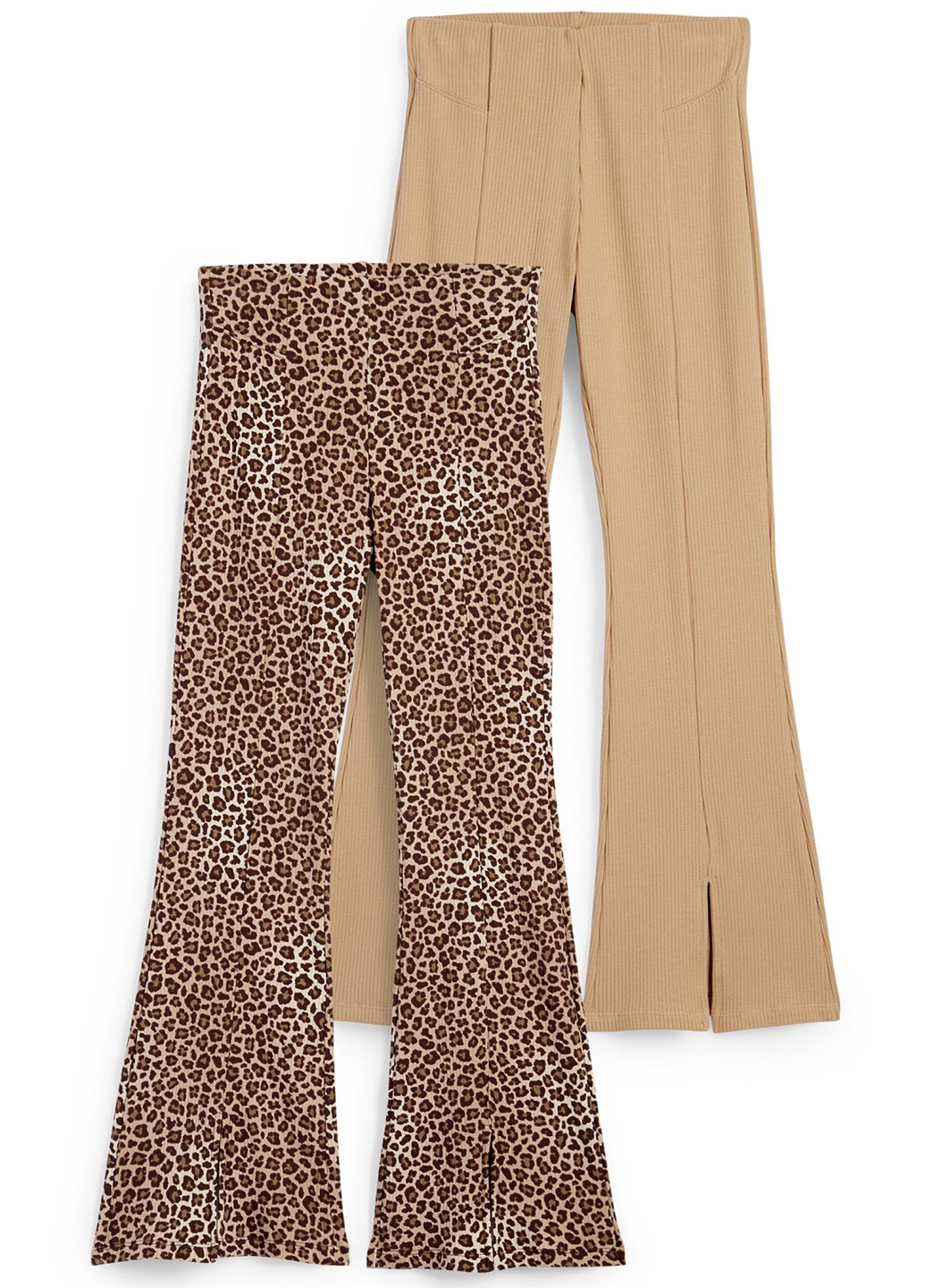 Бежевые кэжуал демисезонные клеш брюки C&A