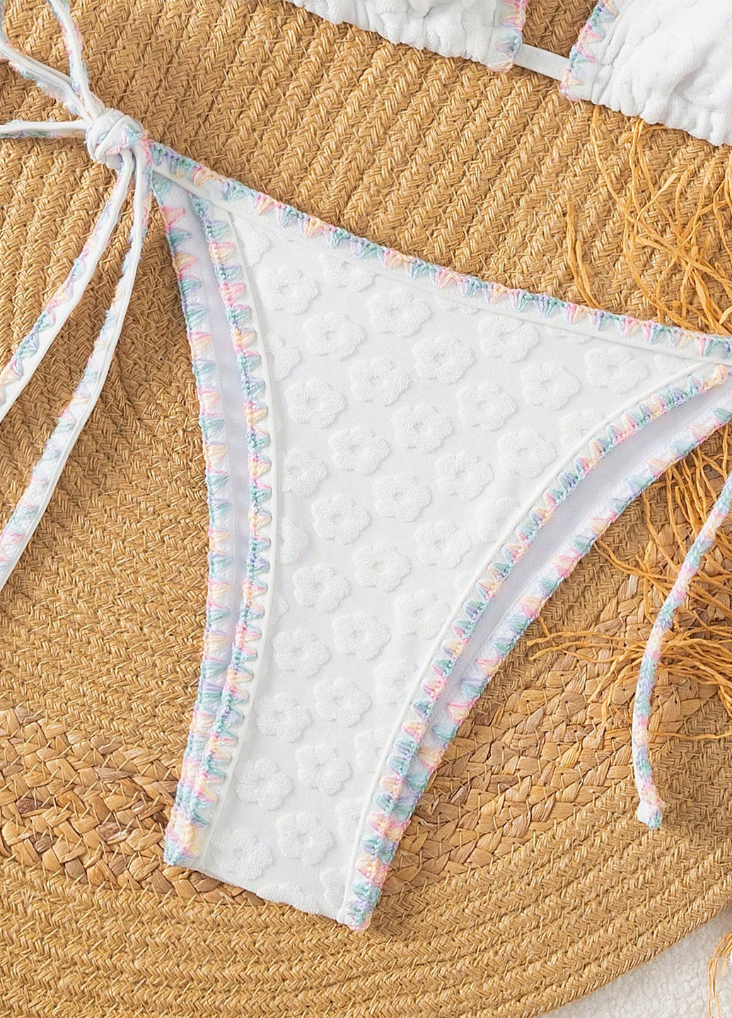 Білий літній купальник (ліф, трусики) бікіні, роздільний SHEIN