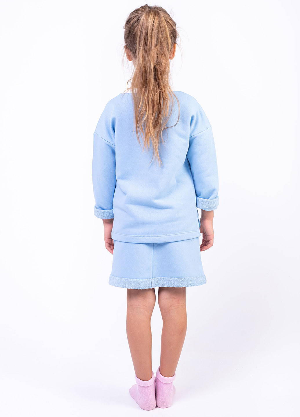 Голубой демисезонный костюм (свитшот, юбка) юбочный Vidoli
