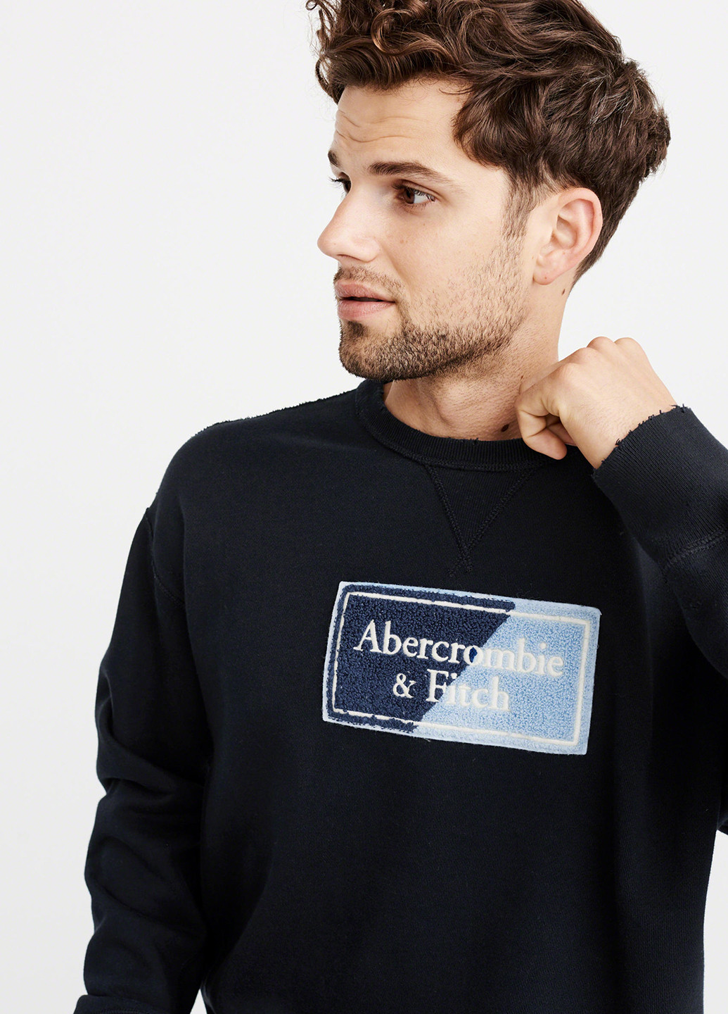 Світшот Abercrombie & Fitch - крій логотип темно-синій кежуал - (101684588)