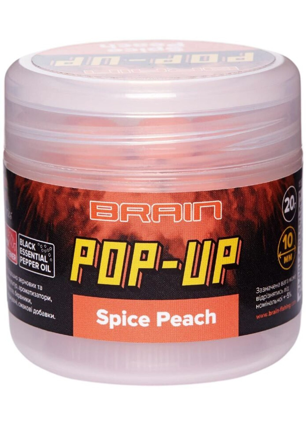 Бойли Pop-Up F1 Spice Peach (персик / спеції) 12mm 15g Brain (252648673)