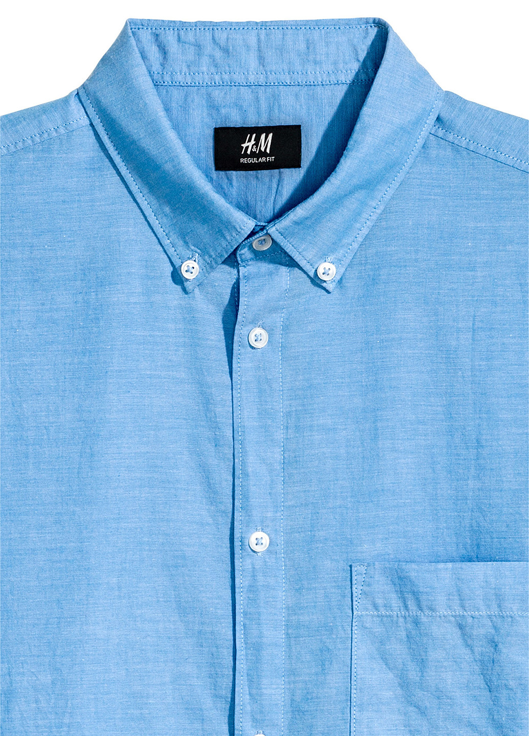 Светло-синяя кэжуал рубашка H&M с коротким рукавом