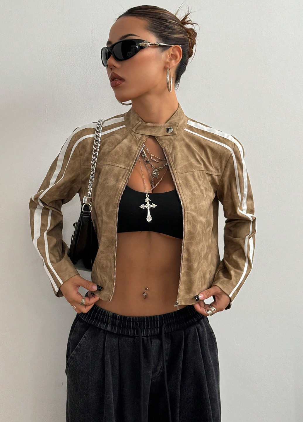 Кремовая демисезонная куртка SHEIN