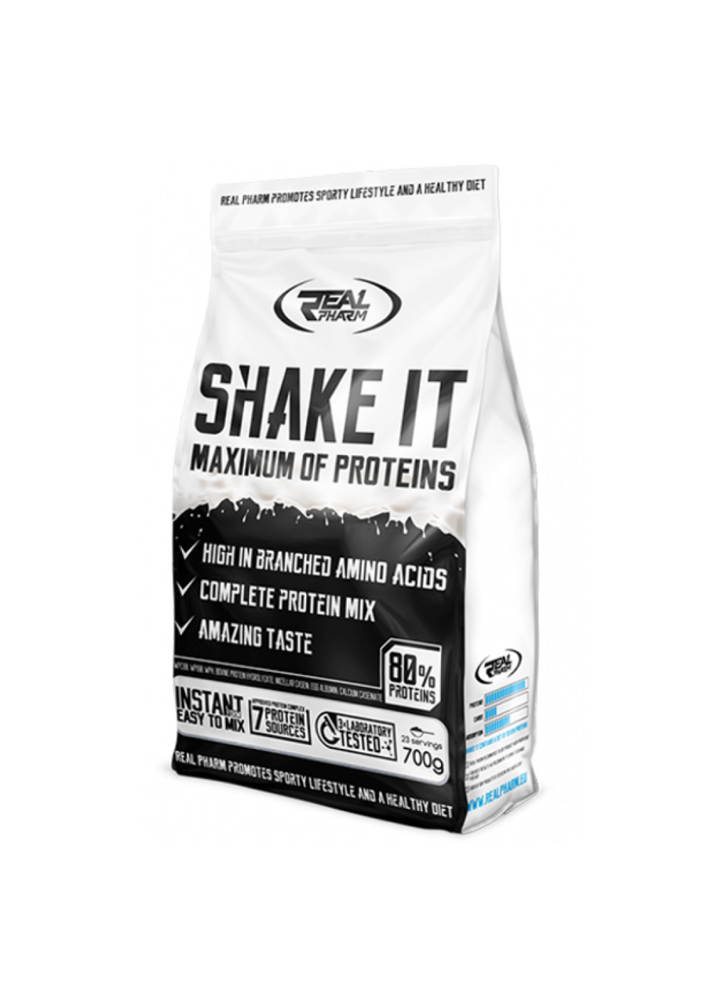 Преміальний комплексний протеїн (80 грам білку на порцію) Shake It - 700g Chocolate Real Pharm (254805177)