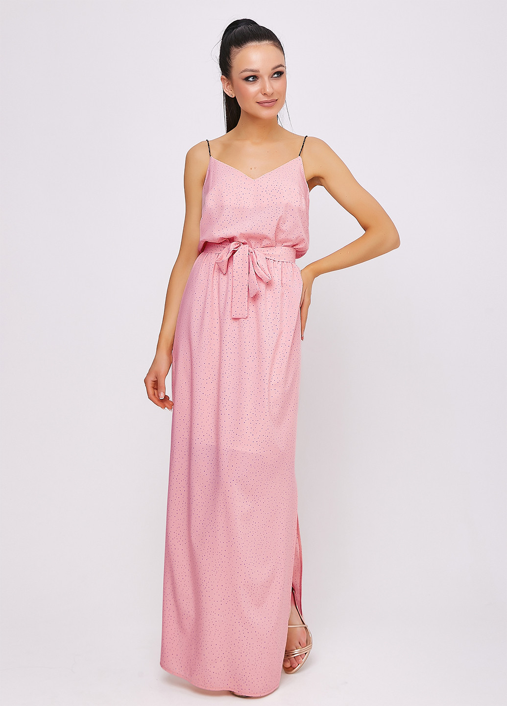 Рожева кежуал сукня ST-Seventeen в горошок