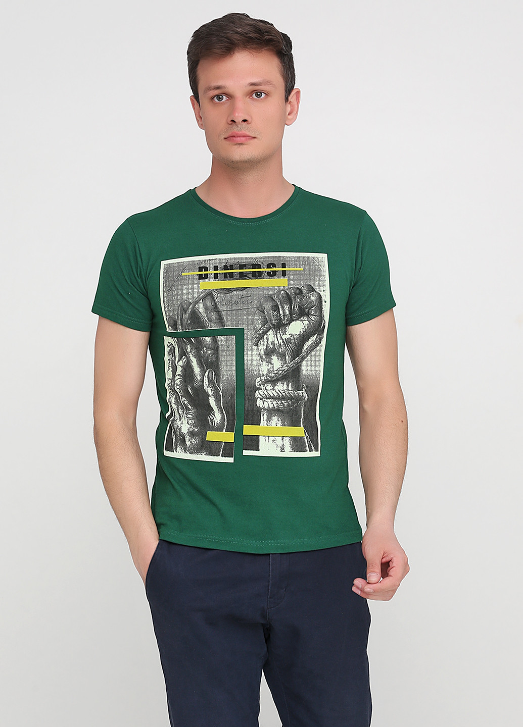 Темно-зеленая футболка с коротким рукавом Dinersi