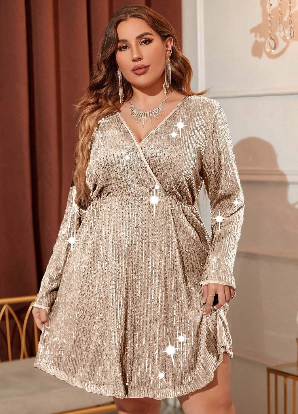 Кремова вечірня, коктейльна сукня на запах SHEIN однотонна