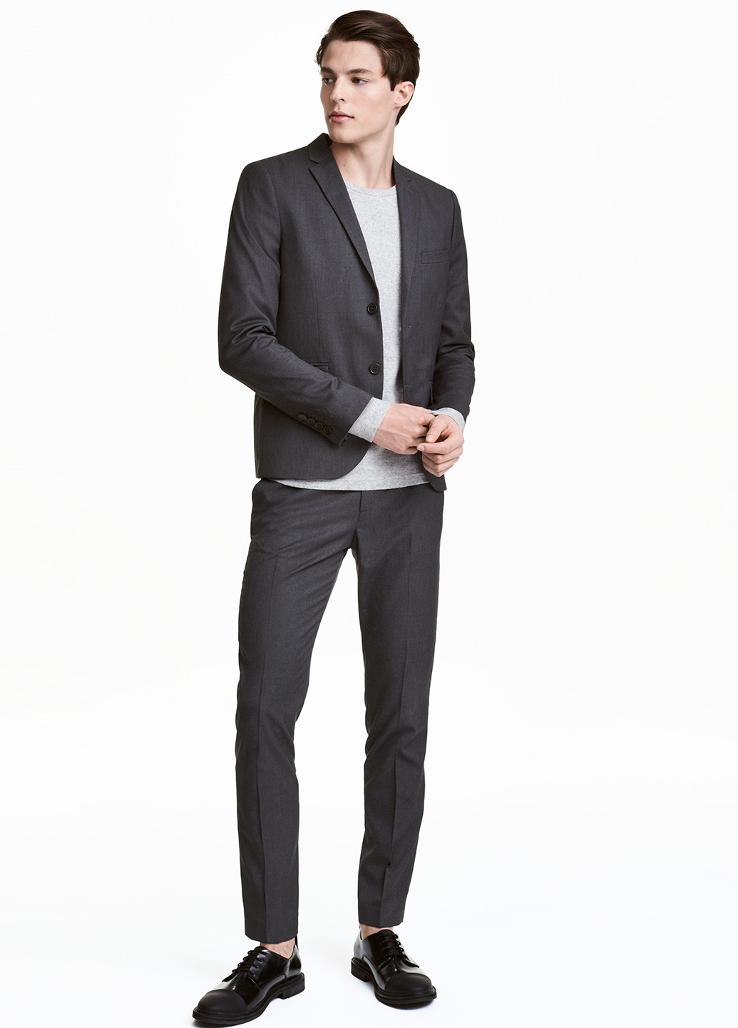 Грифельно-серые классические демисезонные зауженные брюки H&M
