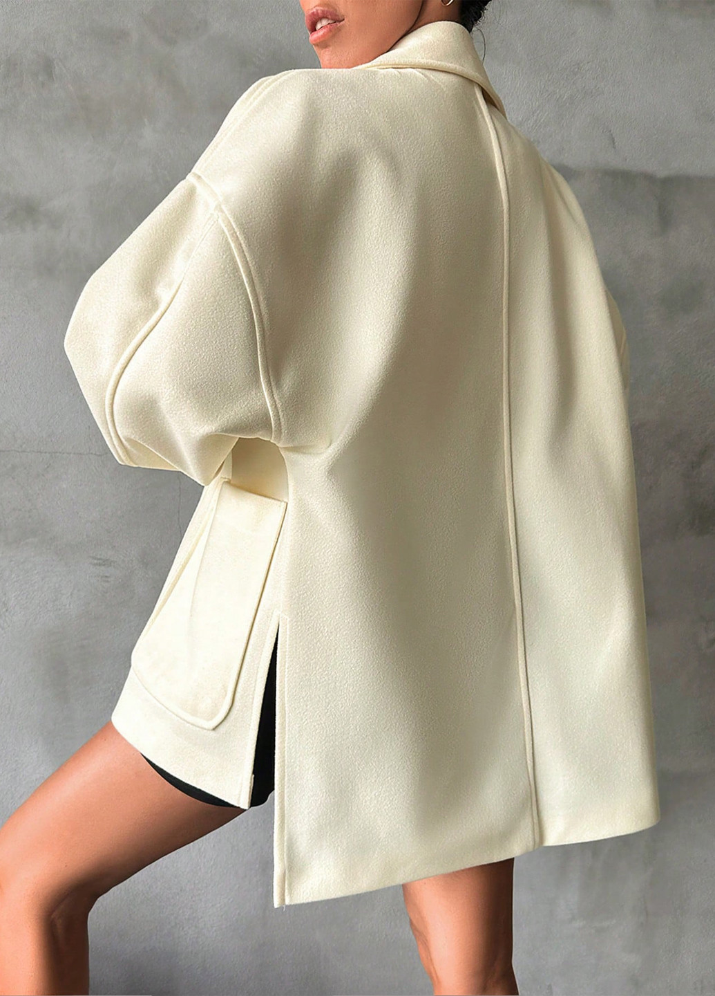 Бежеве Кежуал напівпальто однобортне SHEIN однотонне