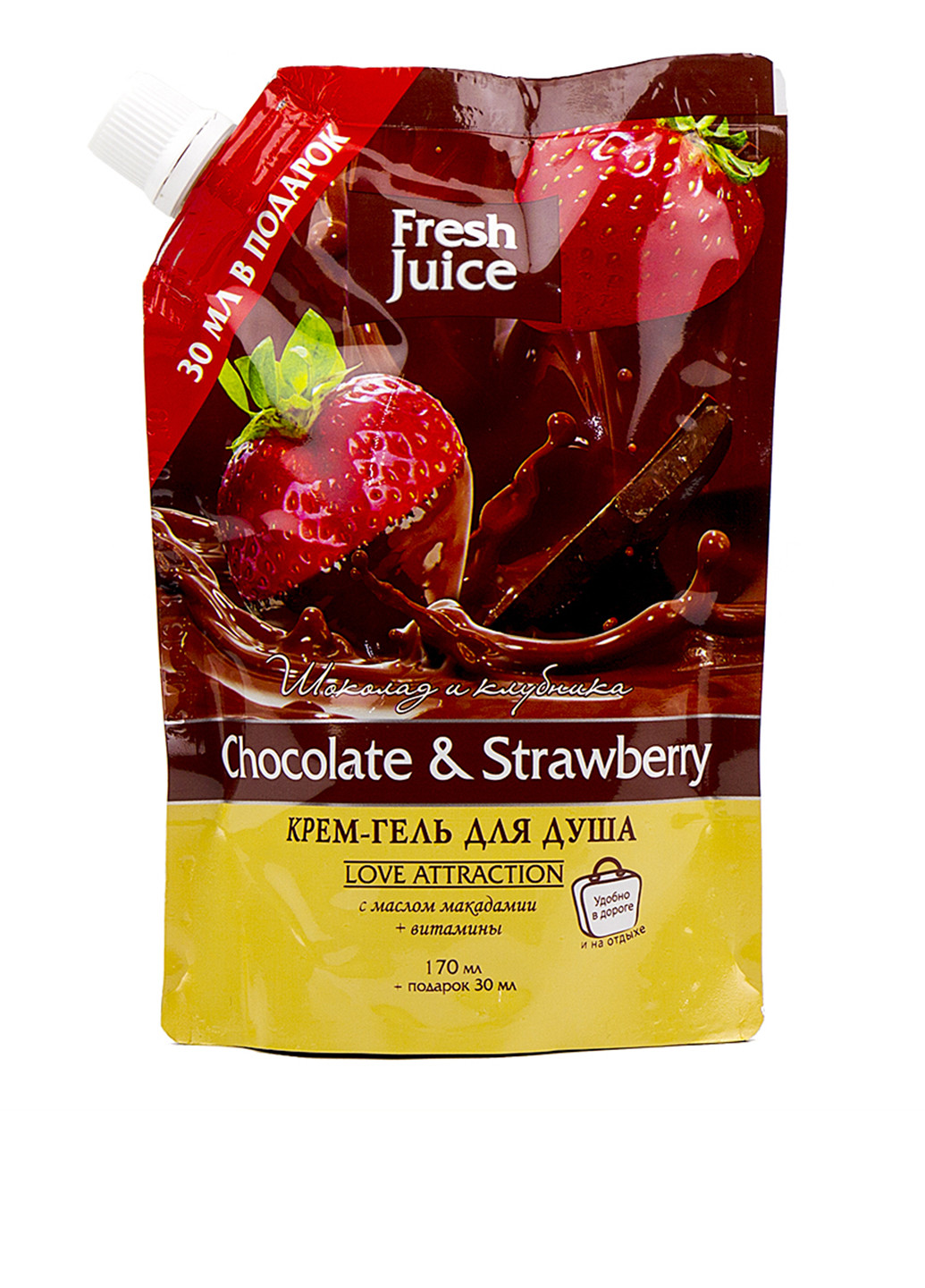 Крем-гель для душу "Шоколад і полуниця" Chocolate & Strawberry (дой-пак) 200 мл Fresh Juice (88096765)