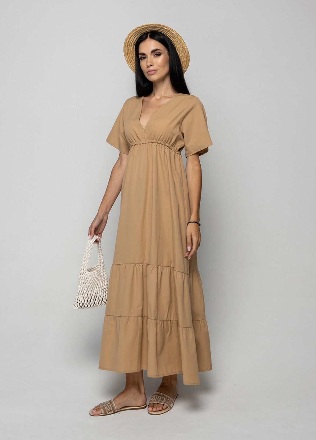 Бежева кежуал сукня O`zona milano однотонна