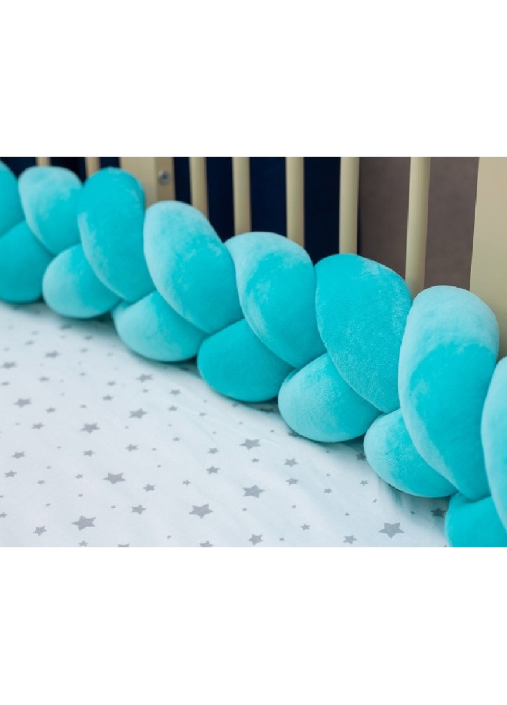 Бортик косичка защита ручной работы в детскую кроватку велюровый с завязками 360х20 см по всему периметру кроватки (85302-Нов) Francesco Marconi (251960130)