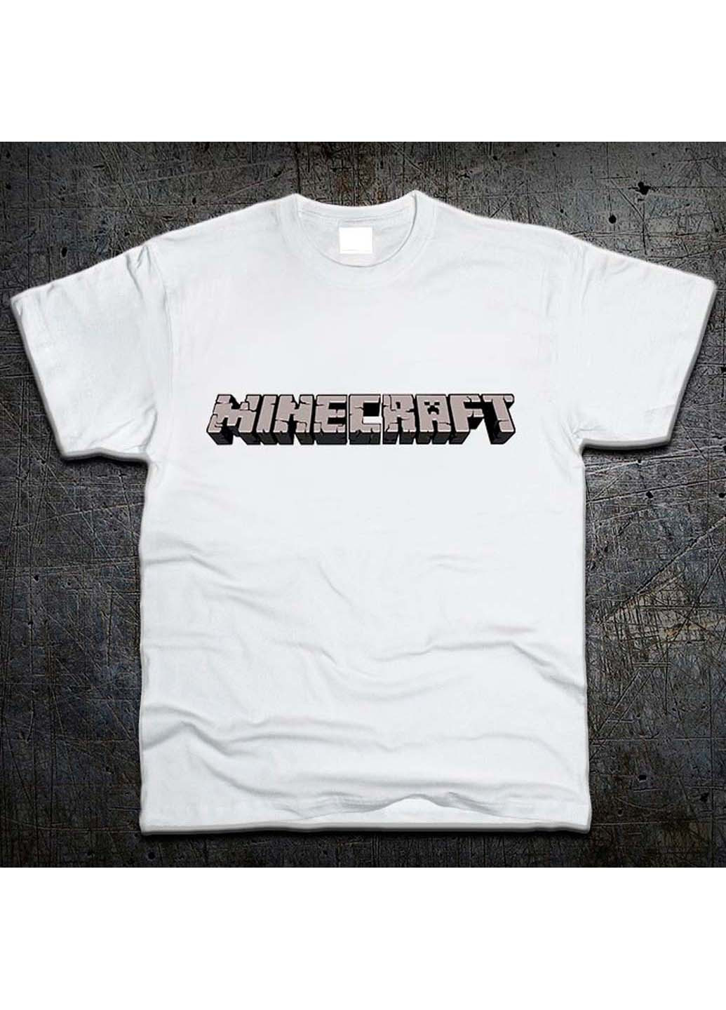 Біла футболка Fruit of the Loom Логотип Майнкрафт Logo Minecraft