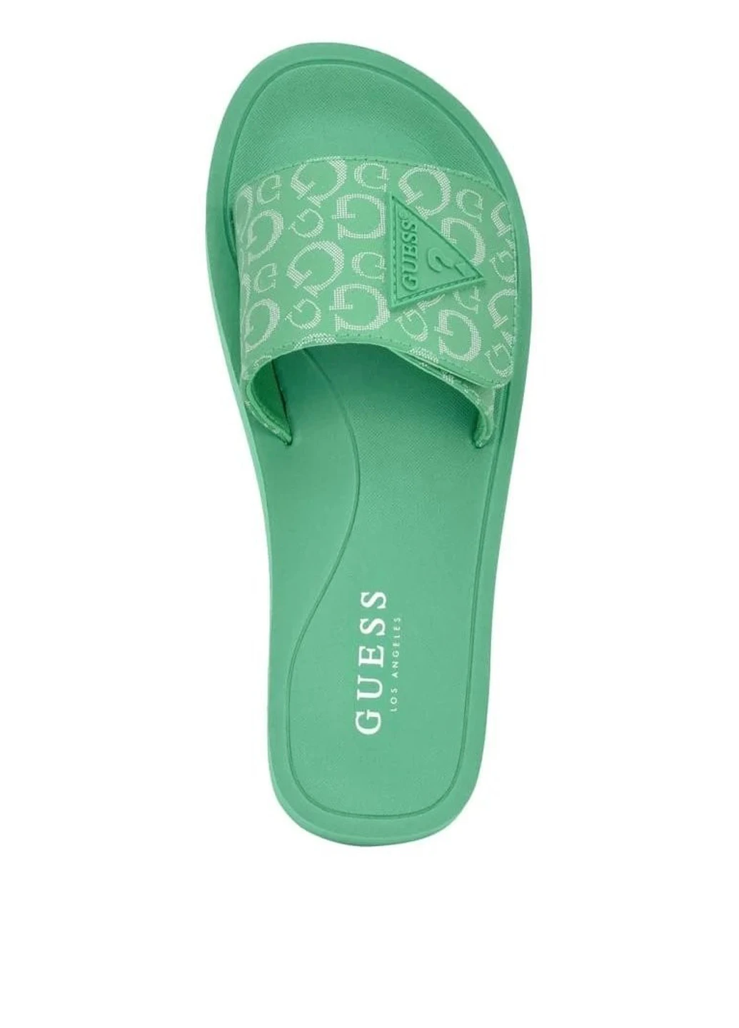 Зеленые шлепанцы Guess с логотипом