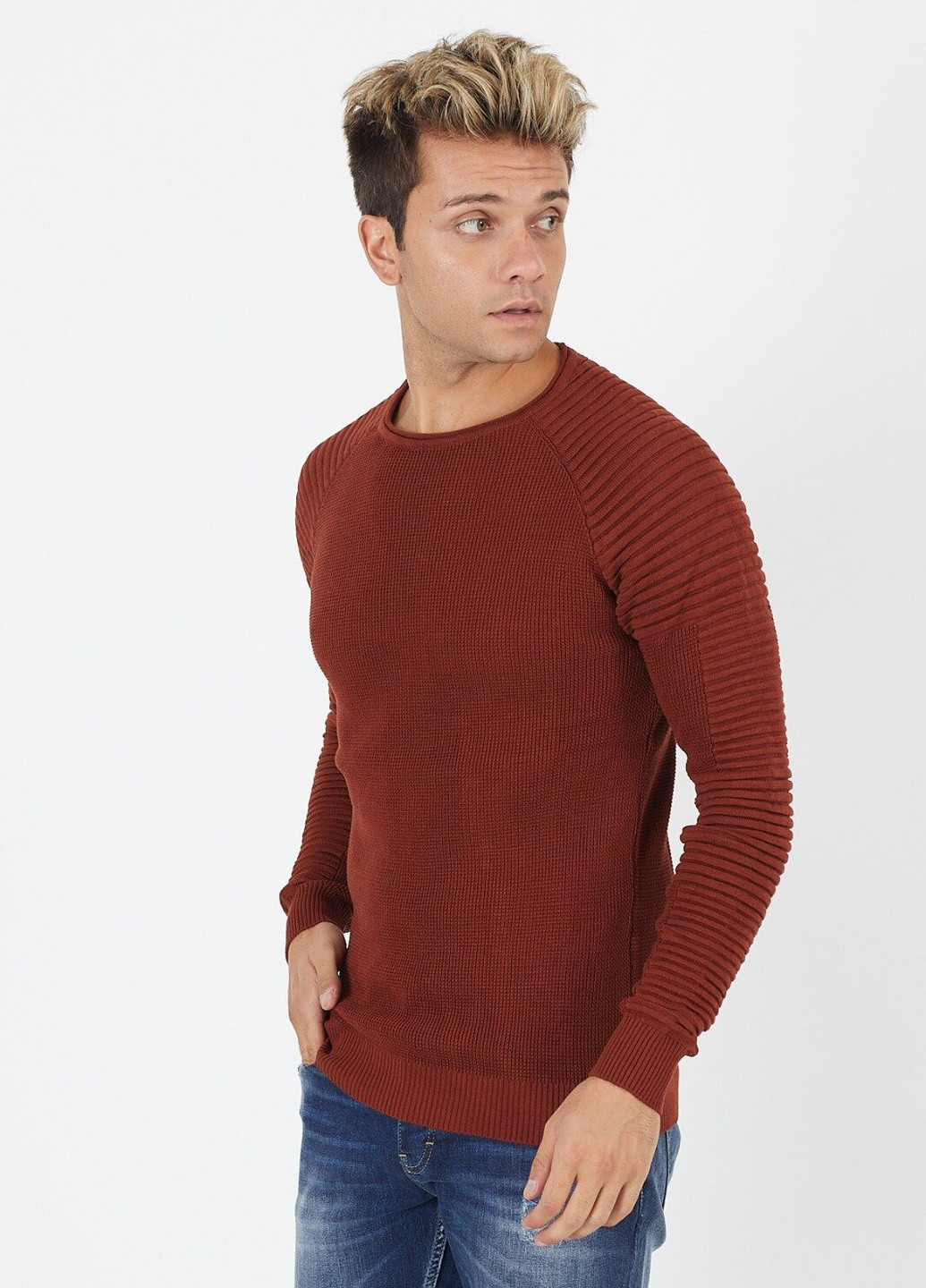 Терракотовый демисезонный свитер 6397 xl (52) терракотовый (2000903549376) Figo