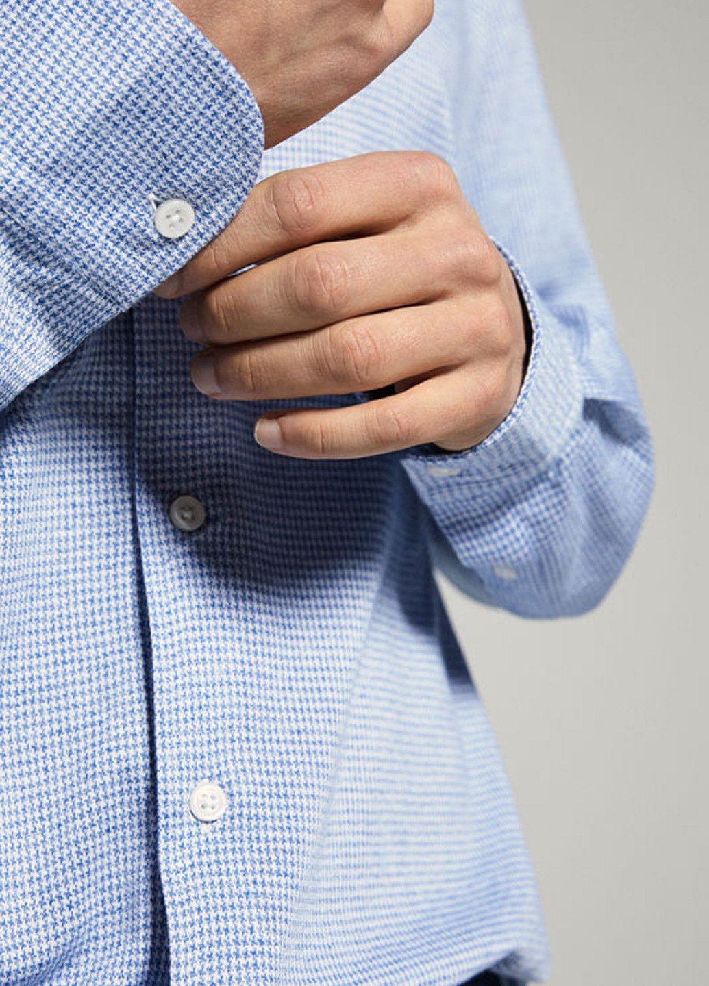 Голубой кэжуал рубашка однотонная Massimo Dutti с длинным рукавом