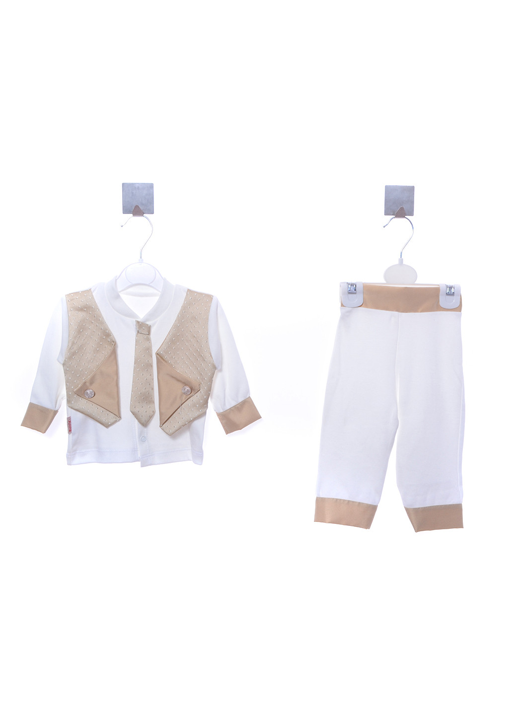 Молочний демісезонний костюм (сорочечка, брюки) Kivurcik