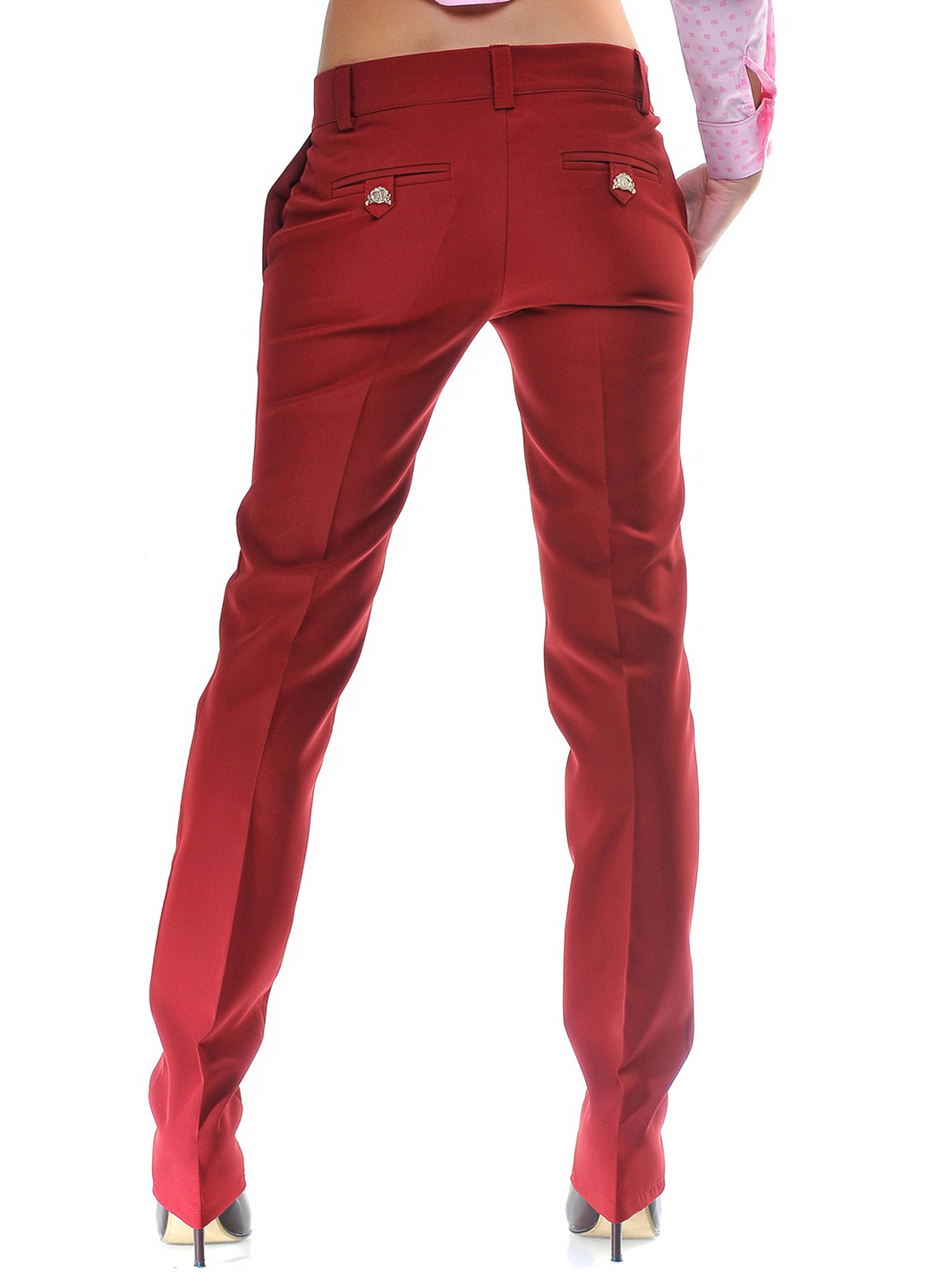 Бордовые кэжуал летние прямые брюки Azuri