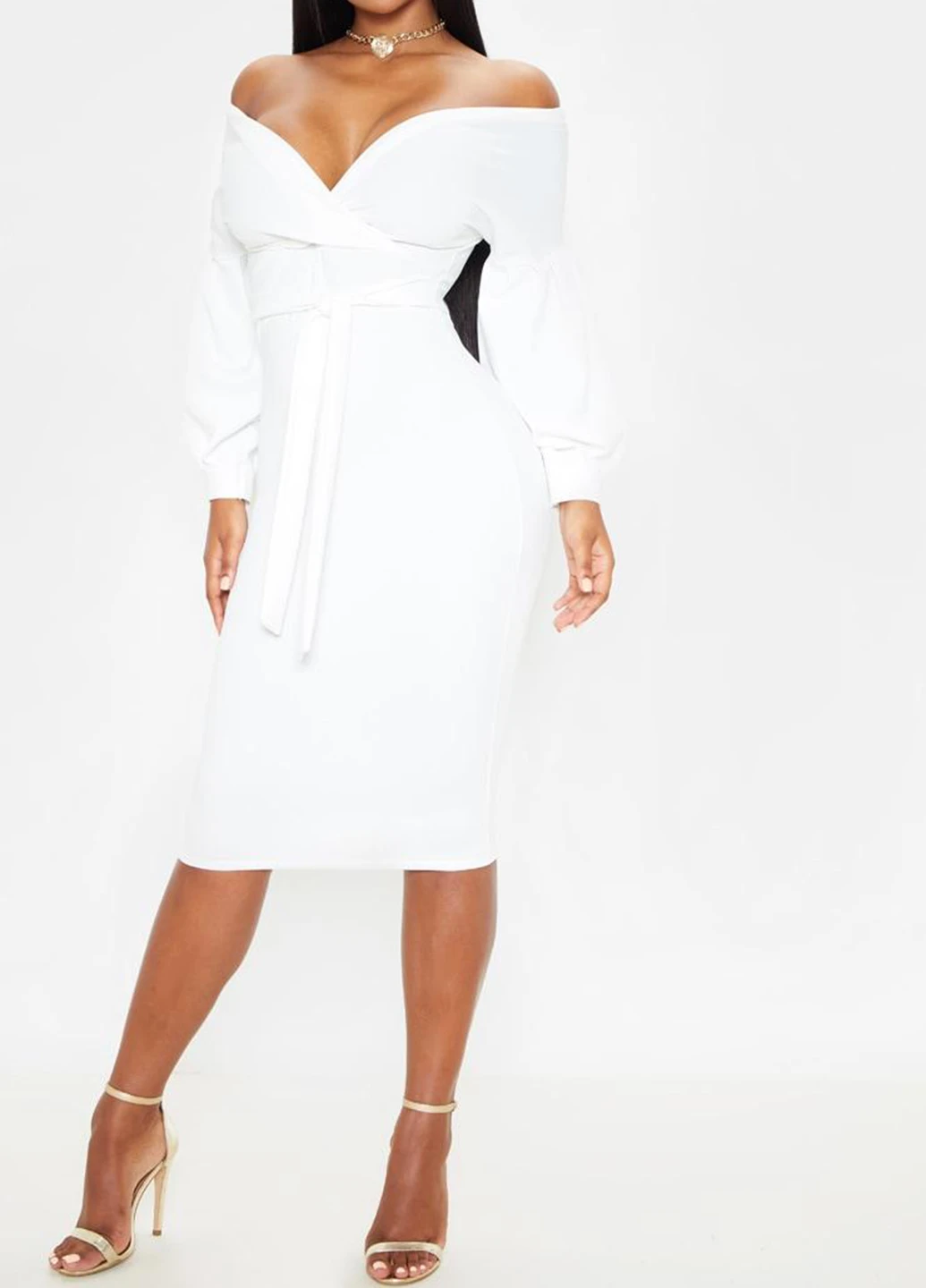 Білий кежуал сукня футляр PrettyLittleThing однотонна