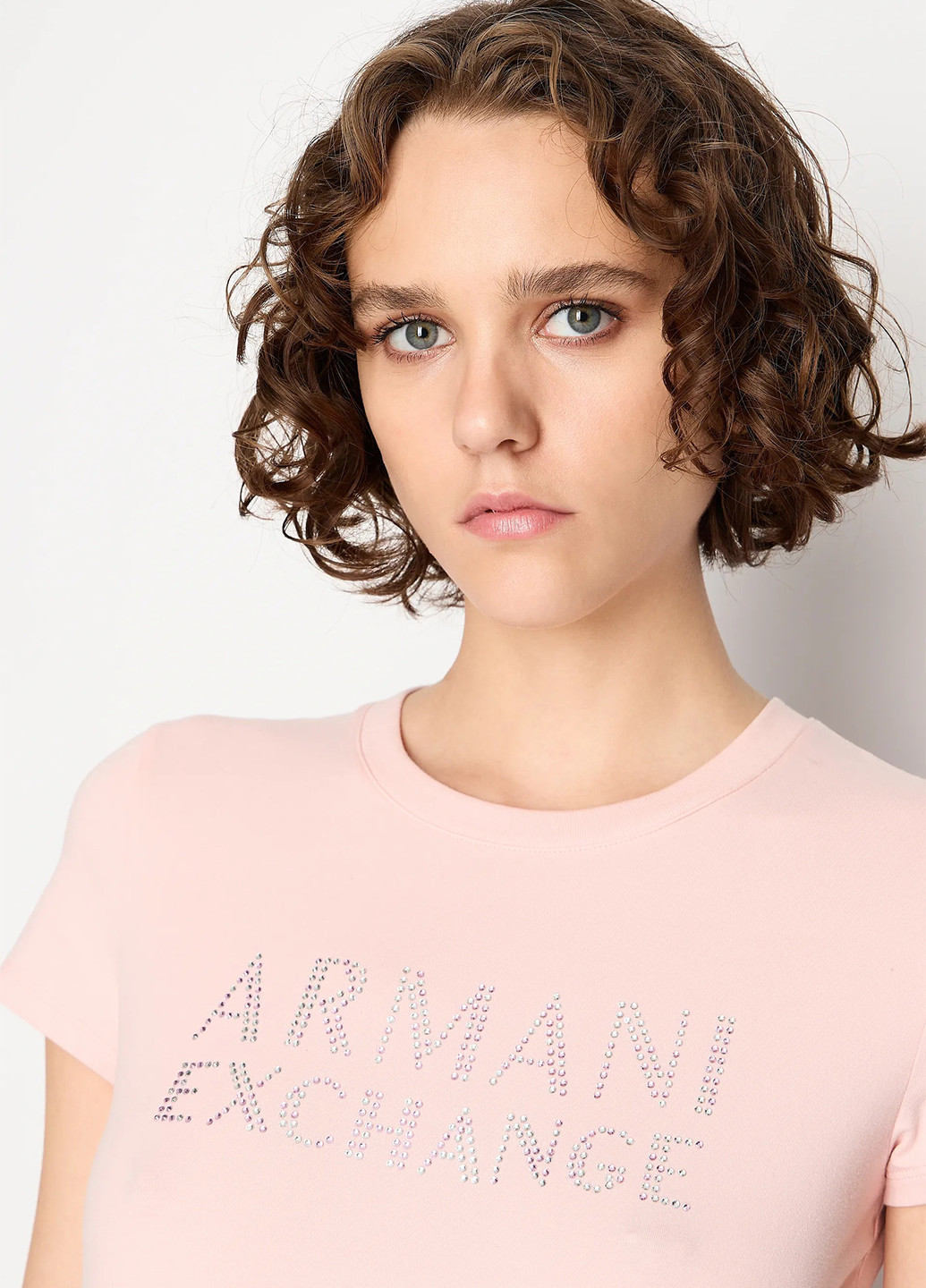 Светло-розовая летняя футболка Armani Exchange