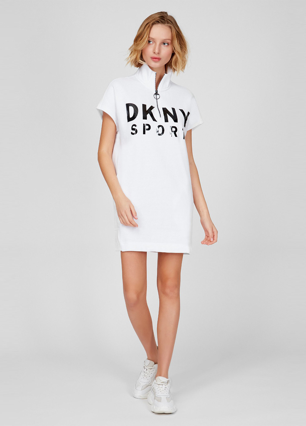 Белое кэжуал платье платье-футболка DKNY с логотипом