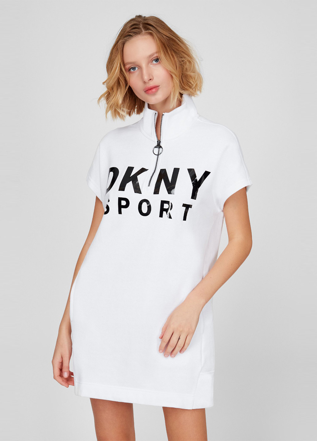 Белое кэжуал платье платье-футболка DKNY с логотипом