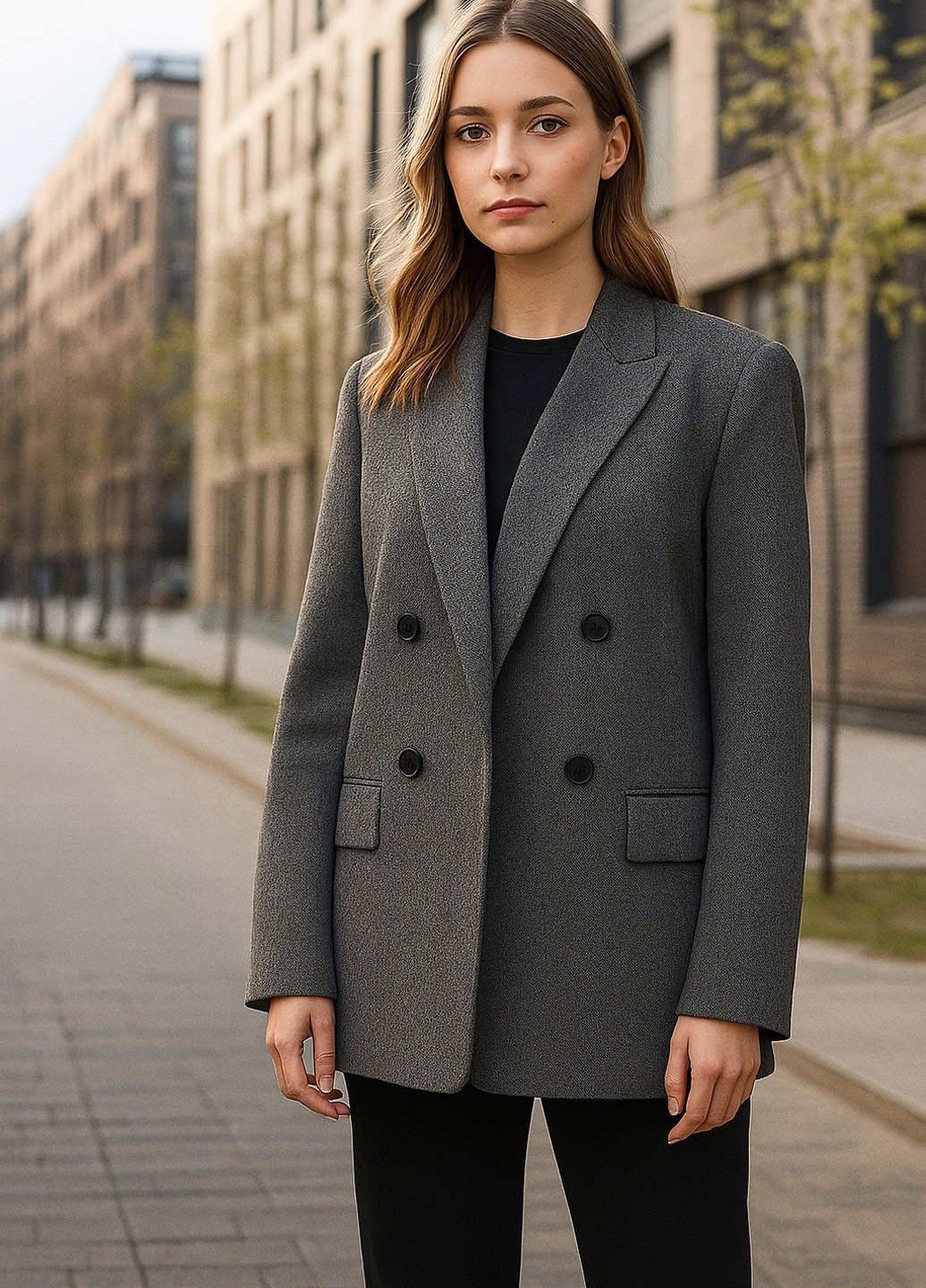 Серый женский жакет H&M геометрический - демисезонный