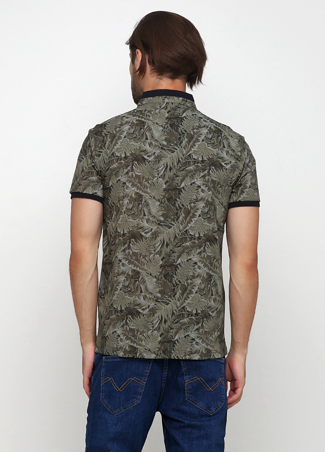 Оливковая (хаки) футболка-поло для мужчин Madoc Jeans с рисунком