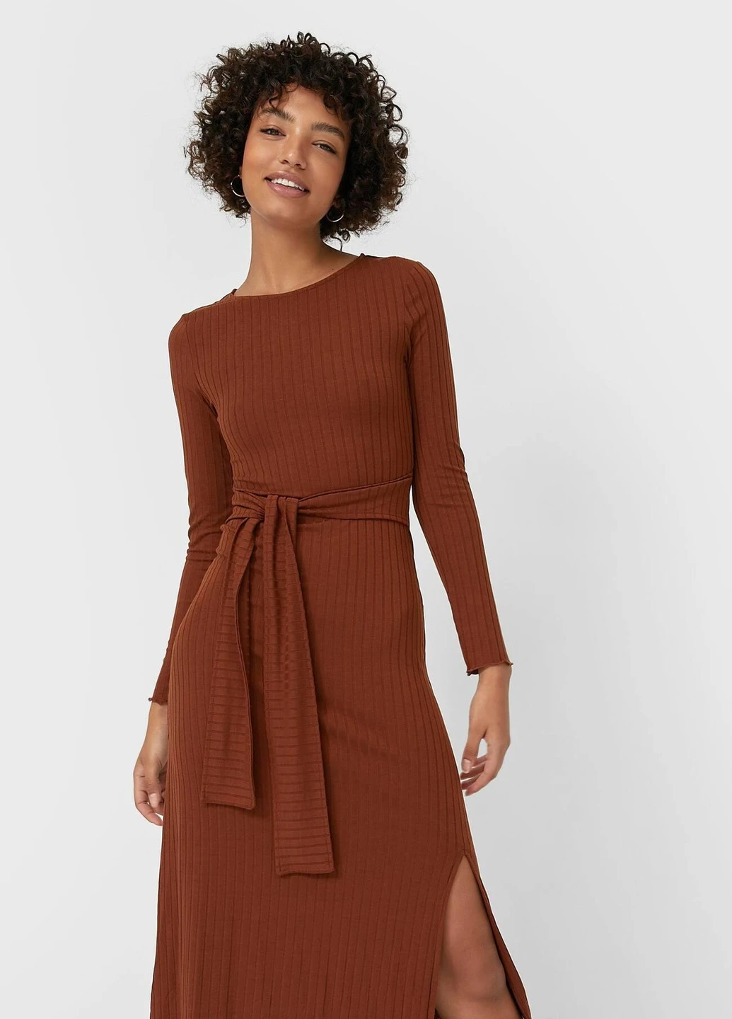 Коричневое платье демисезон Stradivarius