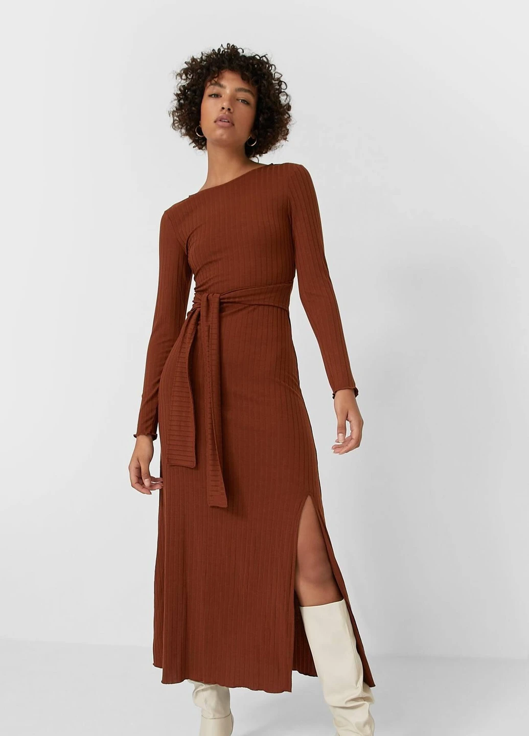 Коричневое платье демисезон Stradivarius
