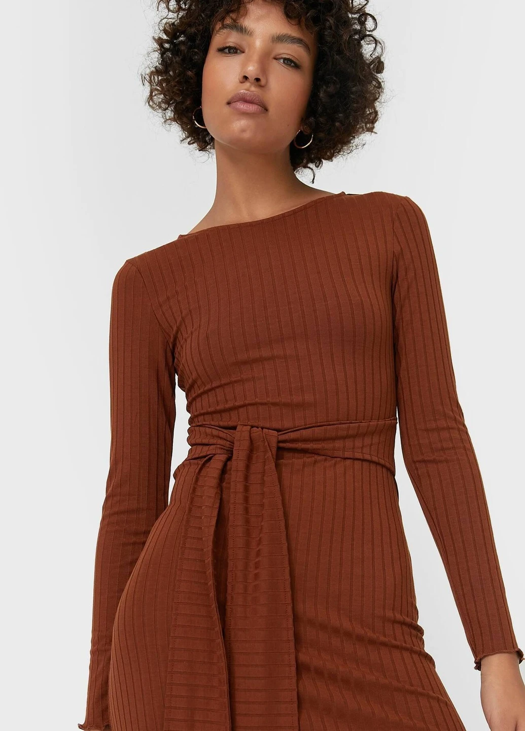 Коричневое платье демисезон Stradivarius