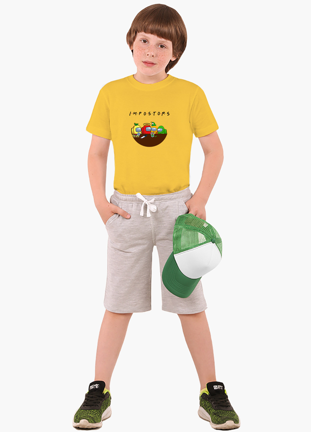 Желтая демисезонная футболка детская амонг ас самозванцы (among us impostors)(9224-2415) MobiPrint