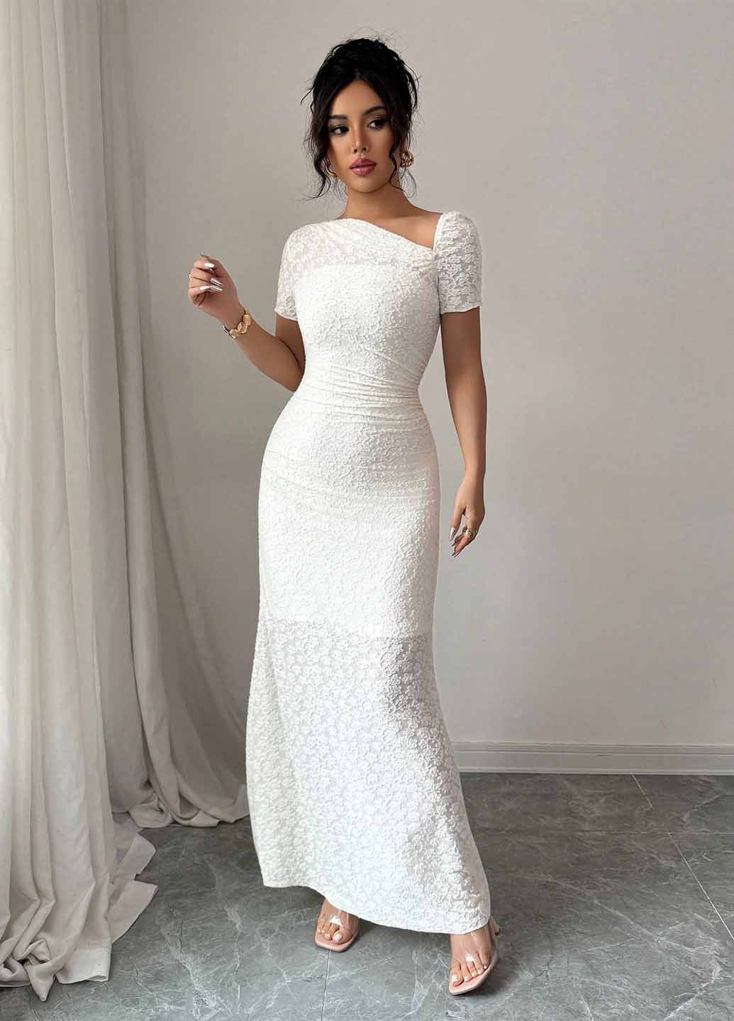 Белое вечернее платье годе SHEIN однотонное