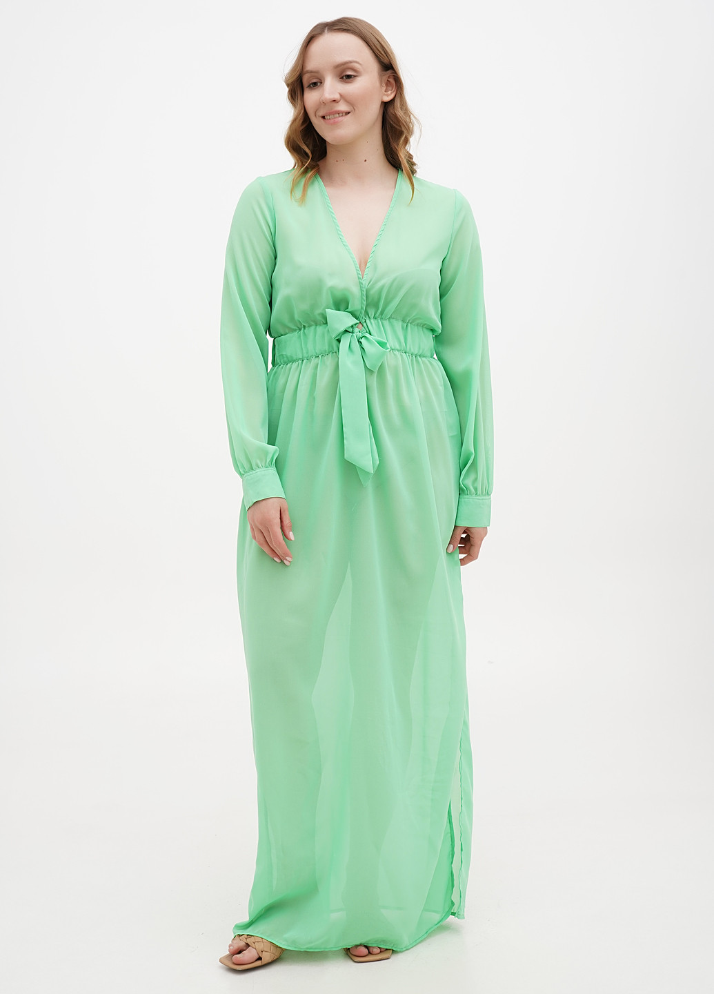 Зеленое кэжуал, пляжное платье Boohoo однотонное