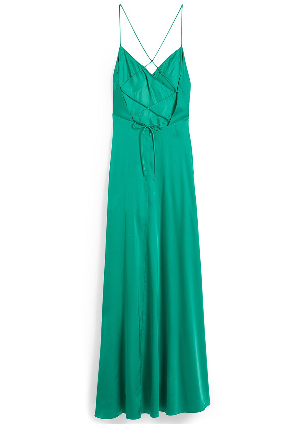 Зеленое вечернее, кэжуал платье с открытой спиной C&A однотонное