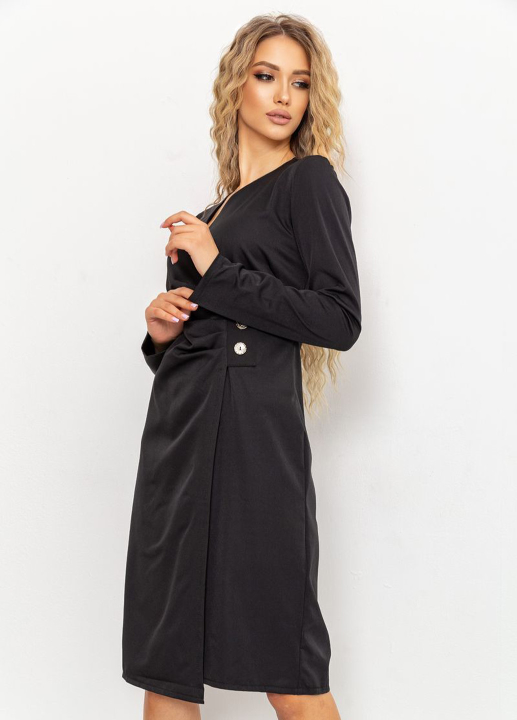 Черное кэжуал платье на запах Ager однотонное