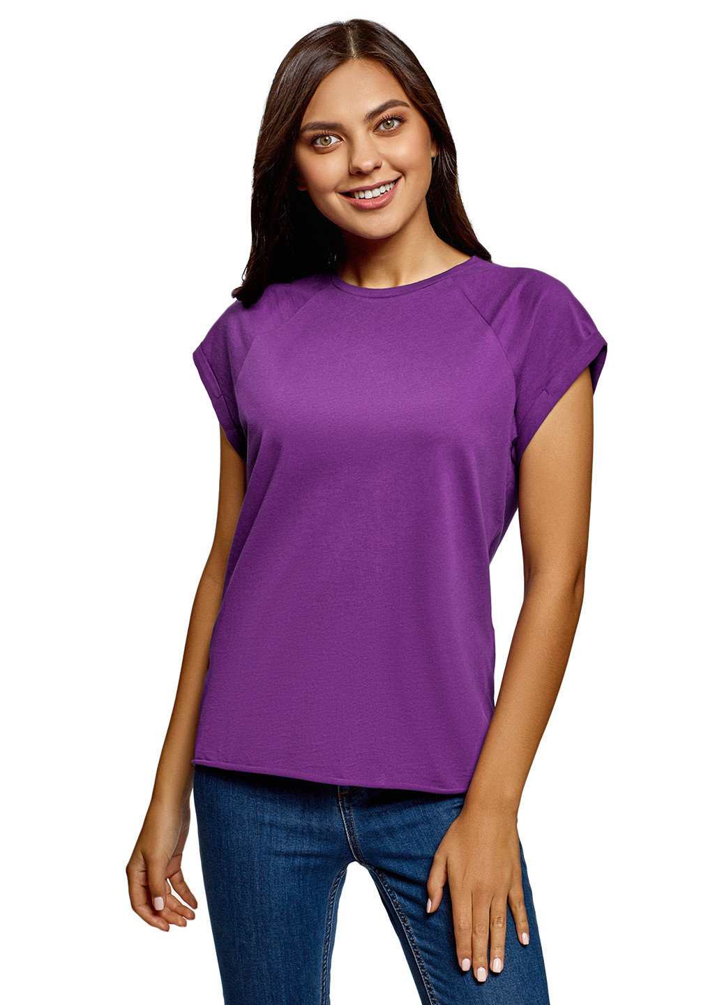 Фиолетовая летняя футболка Oodji