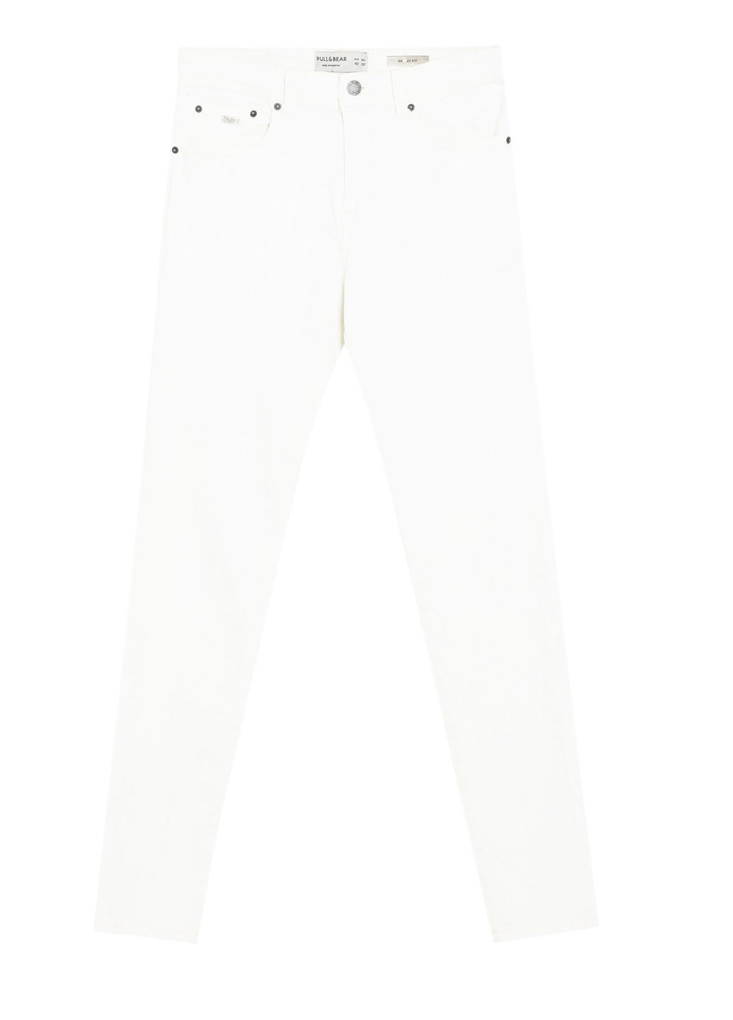 Белые демисезонные зауженные джинсы Pull & Bear