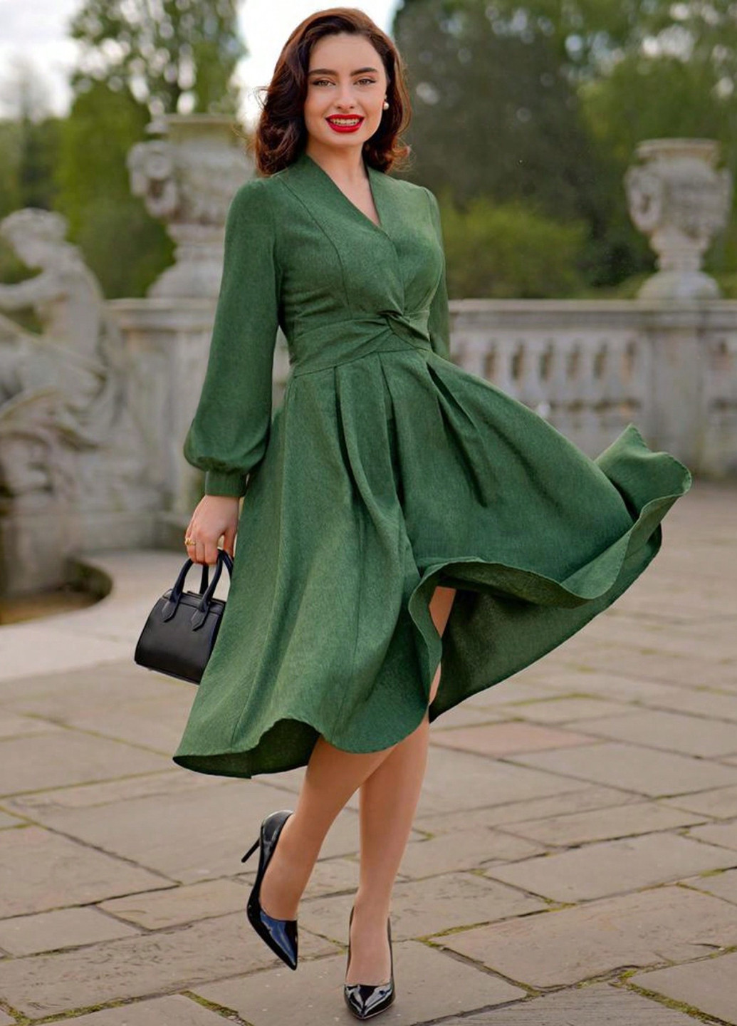 Зелена святковий, кежуал сукня кльош SHEIN однотонна